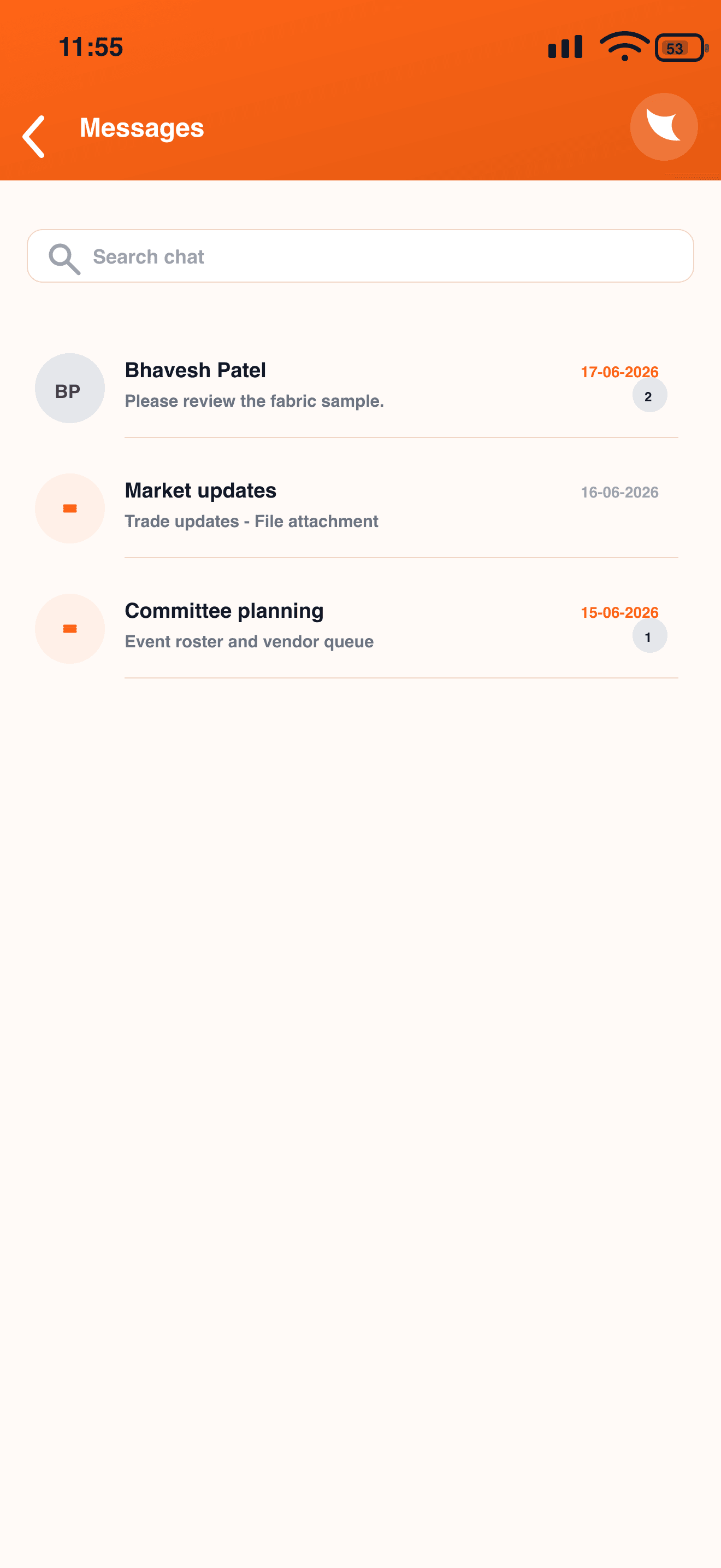 Bharosa chat screen with inline search