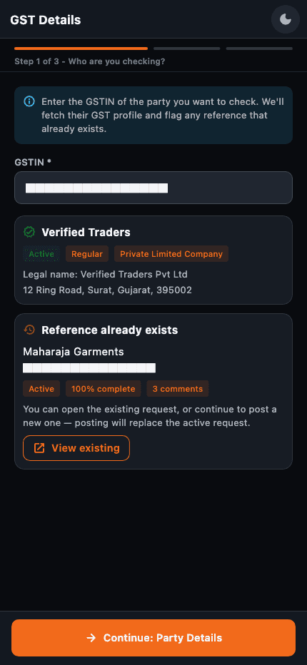 Bharosa GST verification mobile screen