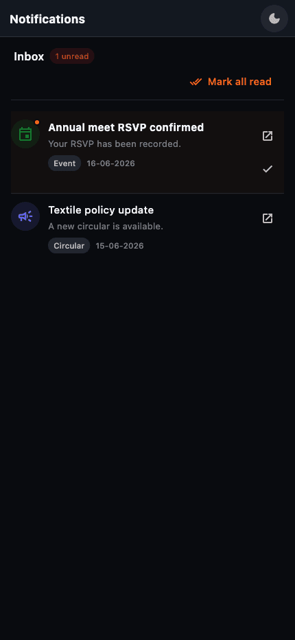 Bharosa notifications mobile screen