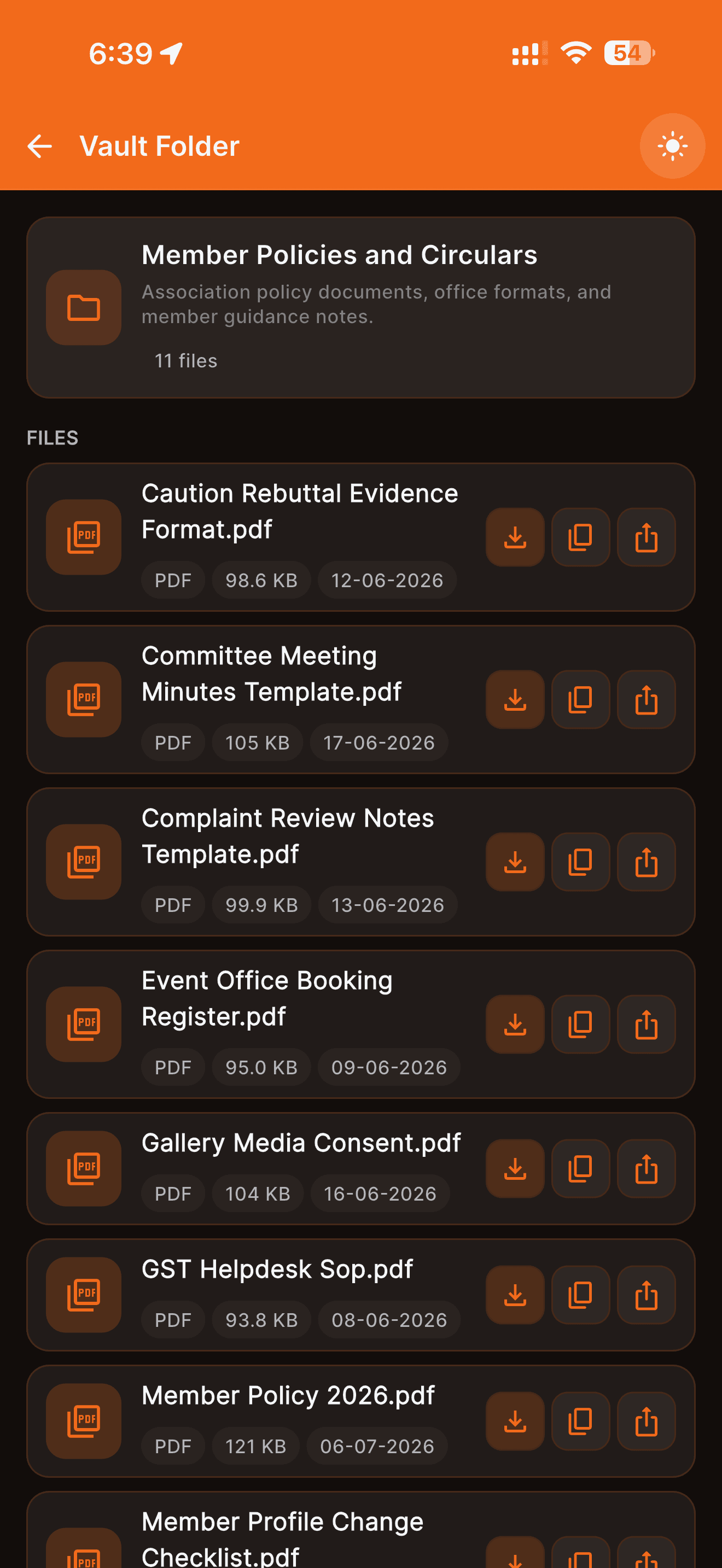 Bharosa vault folder mobile screen